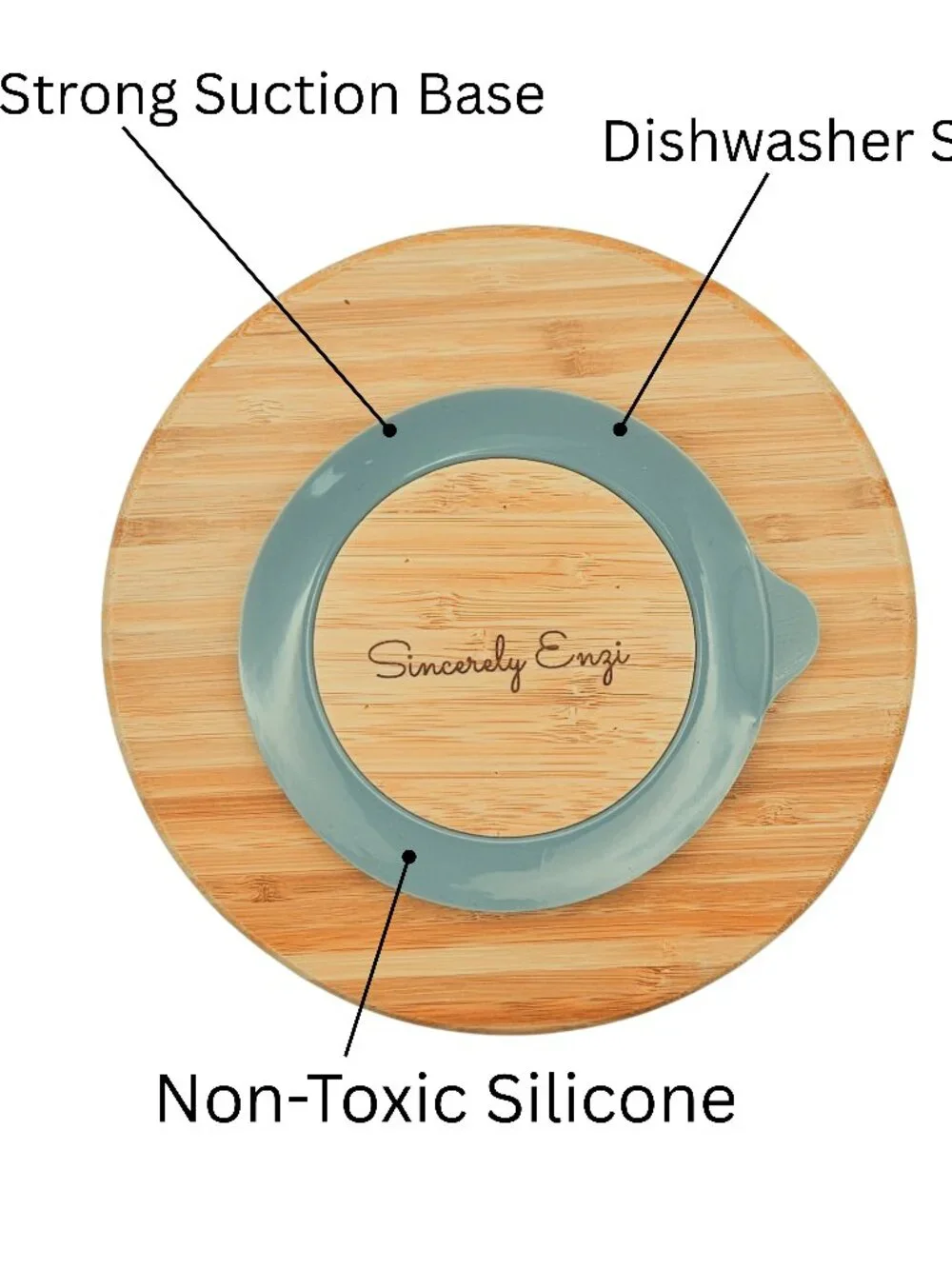 New! Bamboo Toddler Plate | Round Plate with Gray & Pink Suction